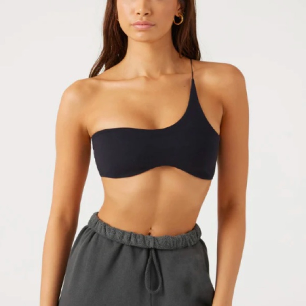 Joah Brown single strap contour bra top black